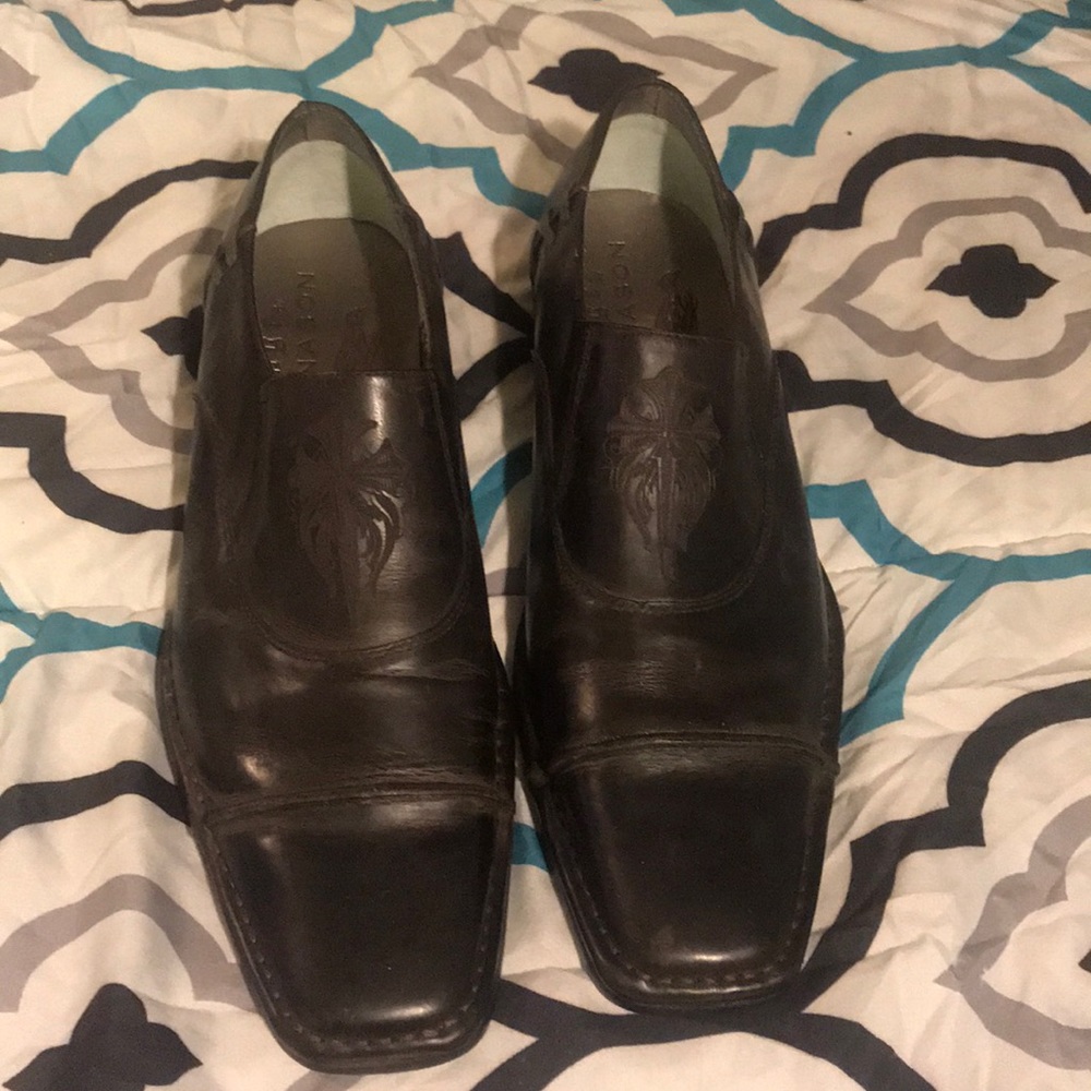 New Lounge dark brown distressed leather shoes